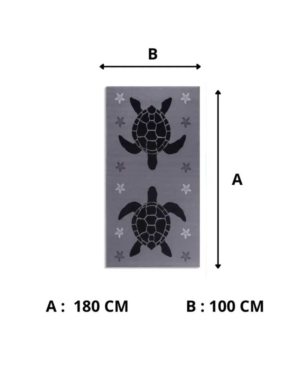 Jessy Home Sea Turtle Beach Towels 4-Pack - Oversized Microfiber Set, 100x180 cm